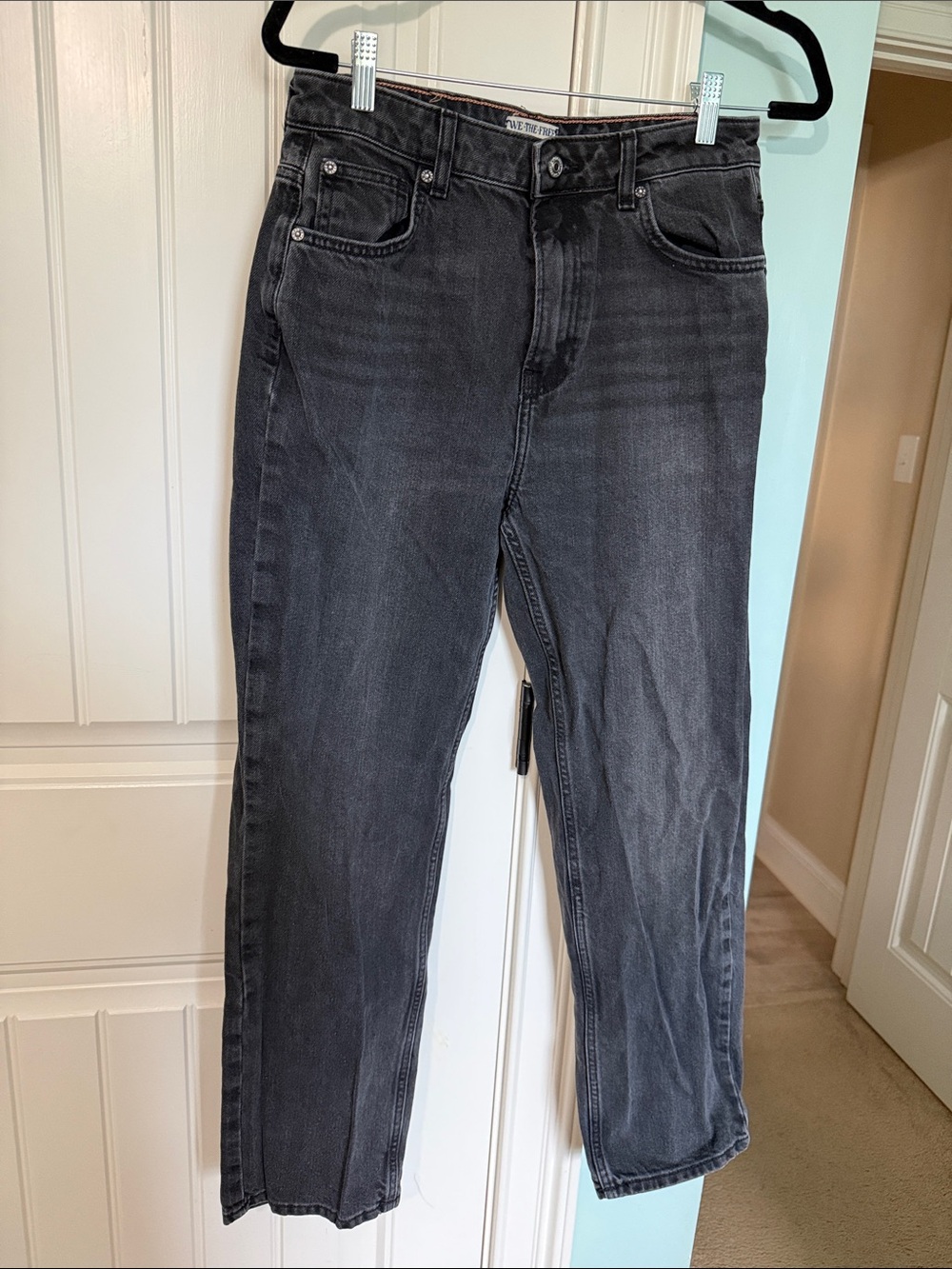 We The Free womens Washed Black Slim Straight Jeans